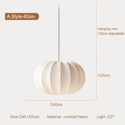 Single pleated fabric chandelier in the 28 centimetre B profile