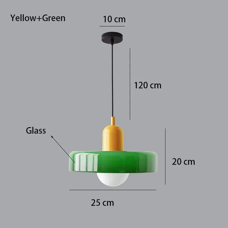 Coloured glass chandelier shade with E27 base and 5W LED bulb