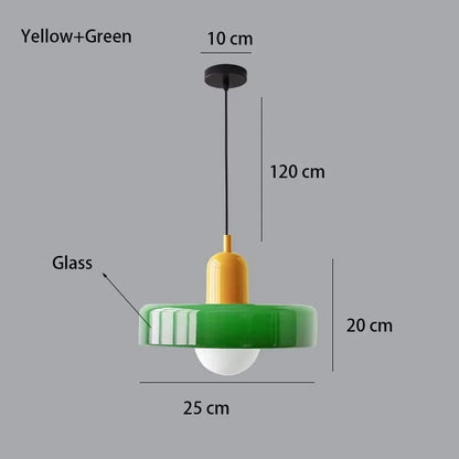 Coloured glass chandelier shade with E27 base and 5W LED bulb