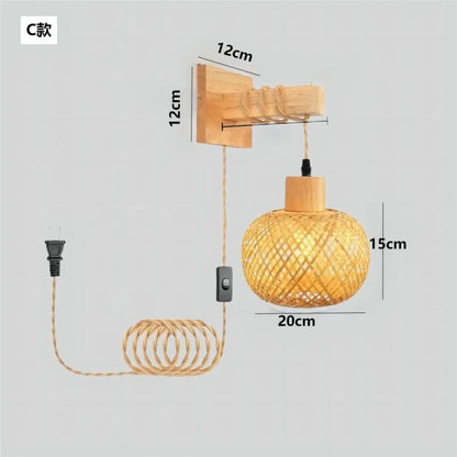 Bamboo Lantern E27 Wall Sconce