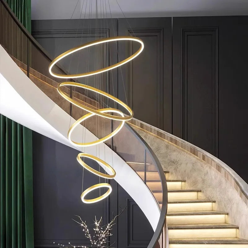 Acrylic ring chandelier in coffee finish with eight graduated tiers