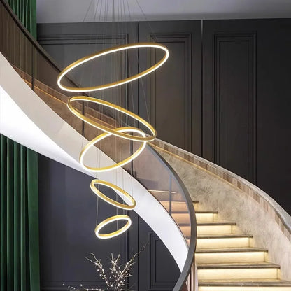 Acrylic ring chandelier in coffee finish with eight graduated tiers