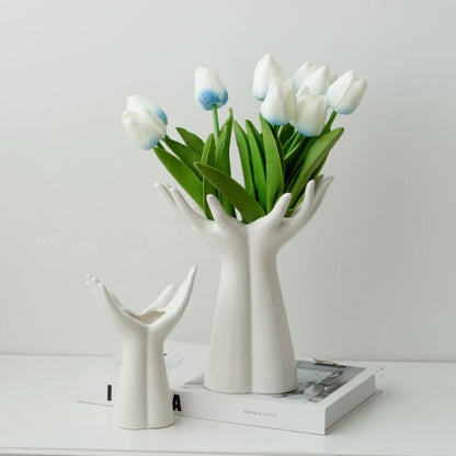 Ceramic hand arm palm sculpture flower vase porcelain art décor