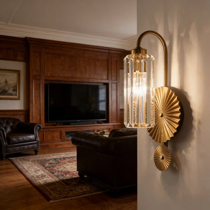 crystal wall sconce, side profile showing mounting depth