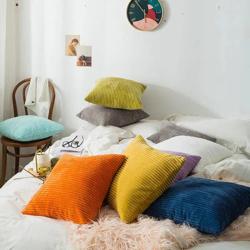 Corduroy Lumbar Pillow Cover — styling detail