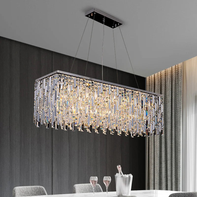 Chrome crystal chandelier, 23.6 inch round size, with E14 LEDs included