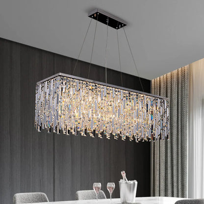 Chrome crystal chandelier, 23.6 inch round size, with E14 LEDs included