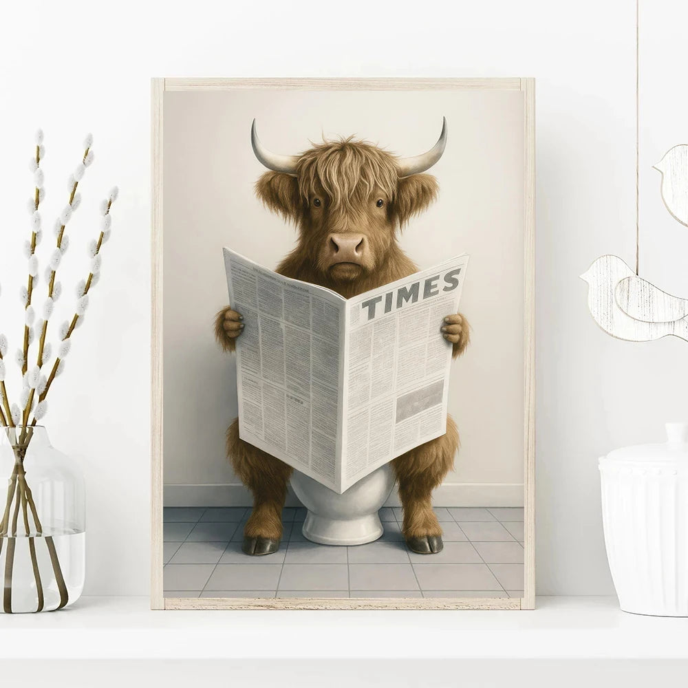 Victorian woman humorous bathroom portrait canvas wall art — alternate size option