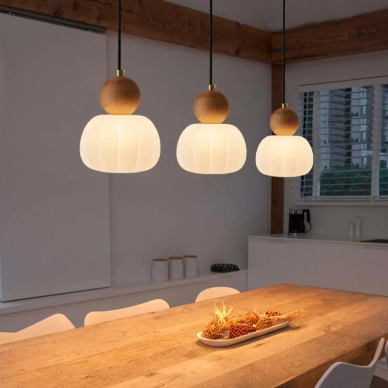 White shade pendant chandelier with a 200 centimetre adjustable cord drop