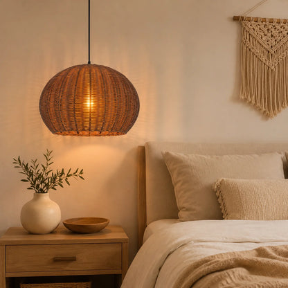 Farmhouse Rattan Globe Pendant