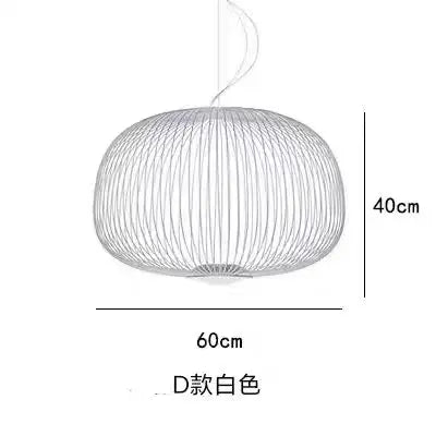 Cage chandelier throwing patterned light onto a nearby surface