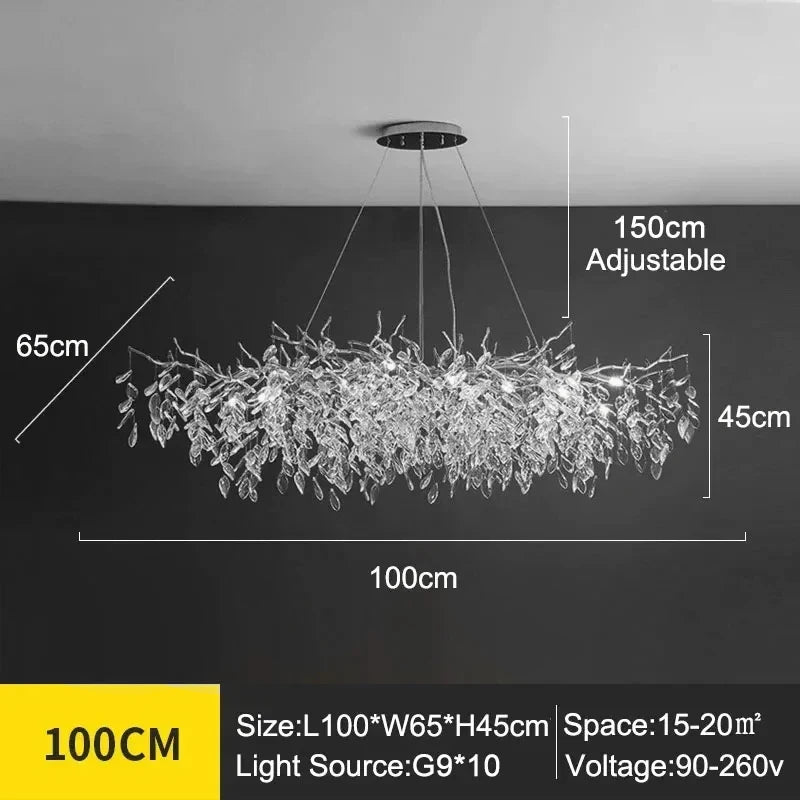 Round crystal chandelier at 39.4 in across with touch on off switch