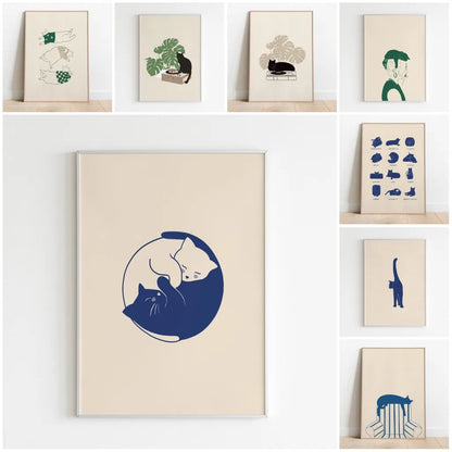 Sleepy Kitten Minimalist Canvas Wall Art Print