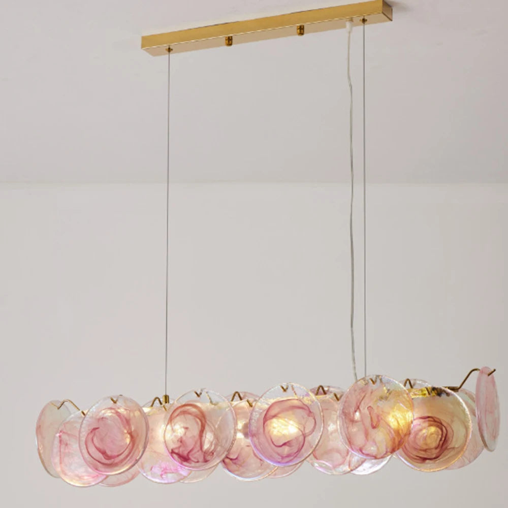 Pink Murano glass chandelier measuring 23.6 in (60 cm) wide