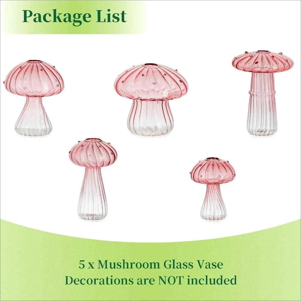 Gradient coffee mushroom glass vase as botanical desk accent in office