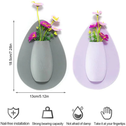 Yellow silicone self-adhesive planter for wall display