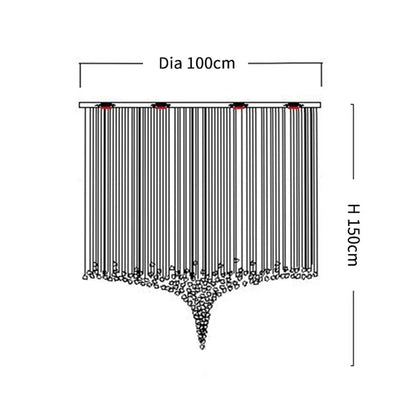 Long crystal stone chandelier at 47.2 in across for a stairwell