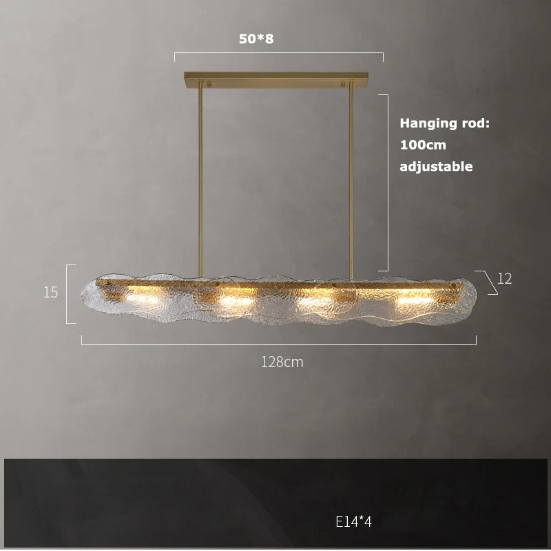 Second three light water ripple glass chandelier configuration