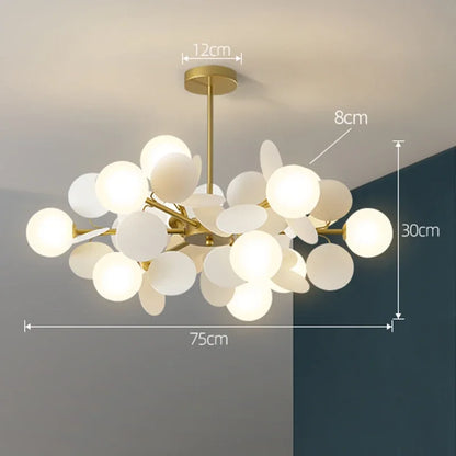 Ten head colourful branch chandelier with glass and acrylic shade mix