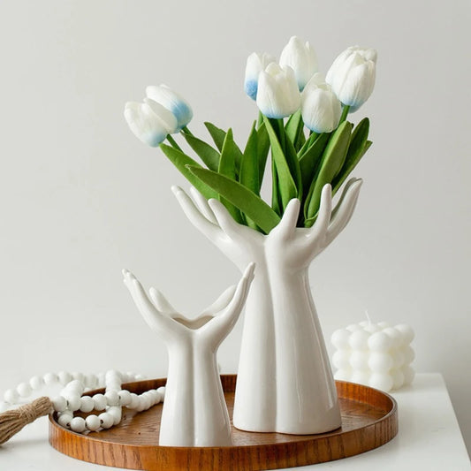 Ceramic hand arm palm sculpture flower vase porcelain art décor