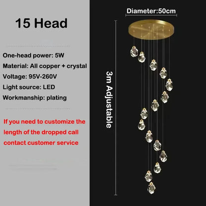 Five head crystal chandelier for a landing or small modern living room