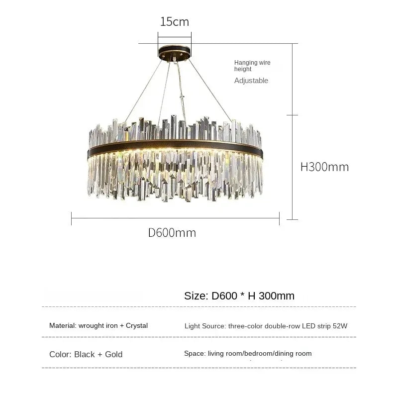 Circle crystal chandelier with a single LED light source