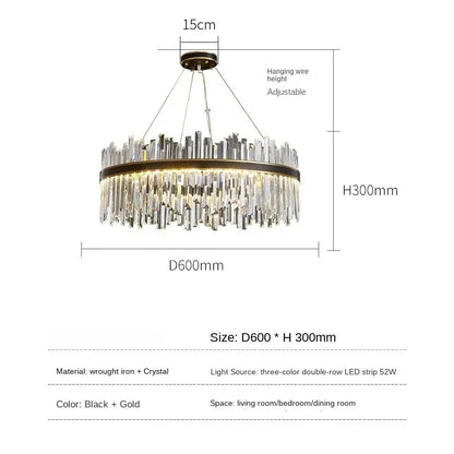 Circle crystal chandelier with a single LED light source