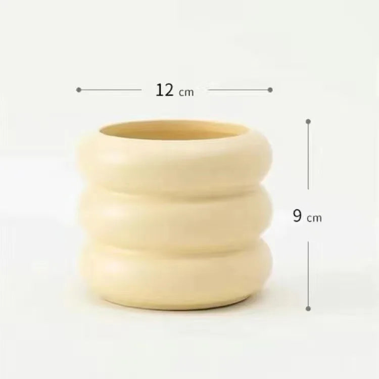 Simple ceramic desktop vase with silver finish for home office