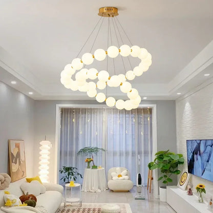 Beaded ring chandelier at 16.5 in across with a polished chrome finish