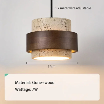 Stone Walnut Bedside Pendant Light