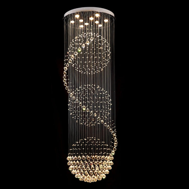 Raindrop crystal chandelier in cold white with GU10 LED bulbs