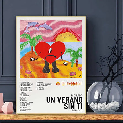 Bad Bunny Reggaeton Singer Canvas Wall Art Poster