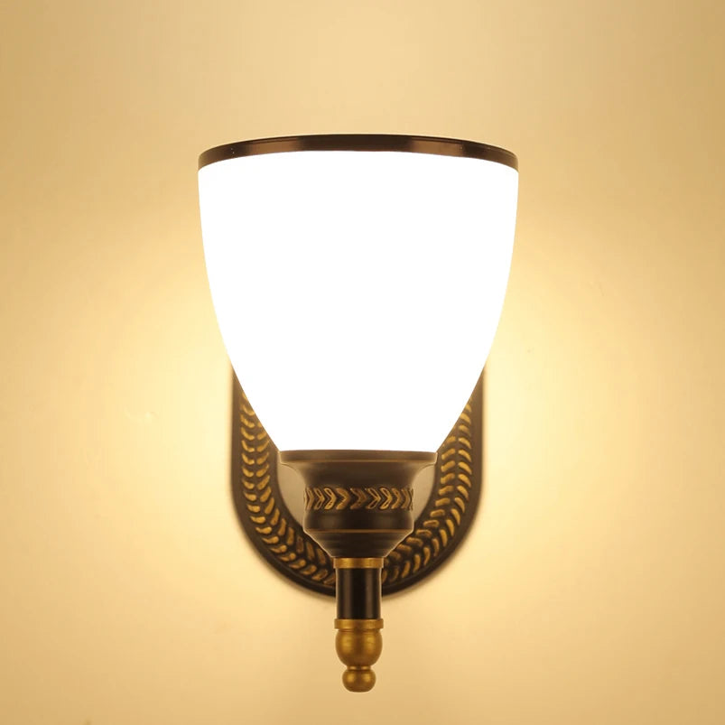 glass wall sconce, installed in a room interior setting