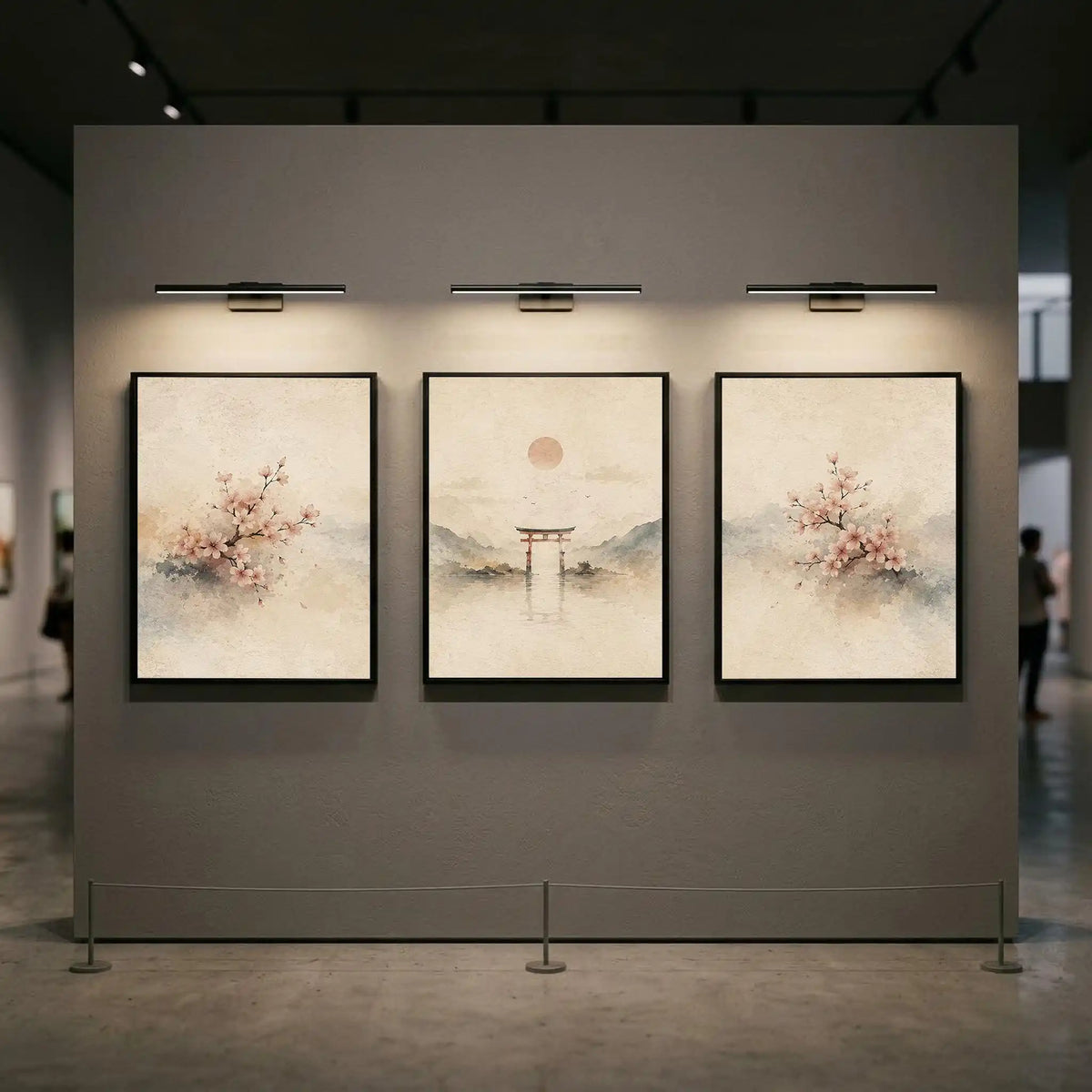 Japandi Wabi Sabi Cherry Blossom 3-Piece Canvas Set