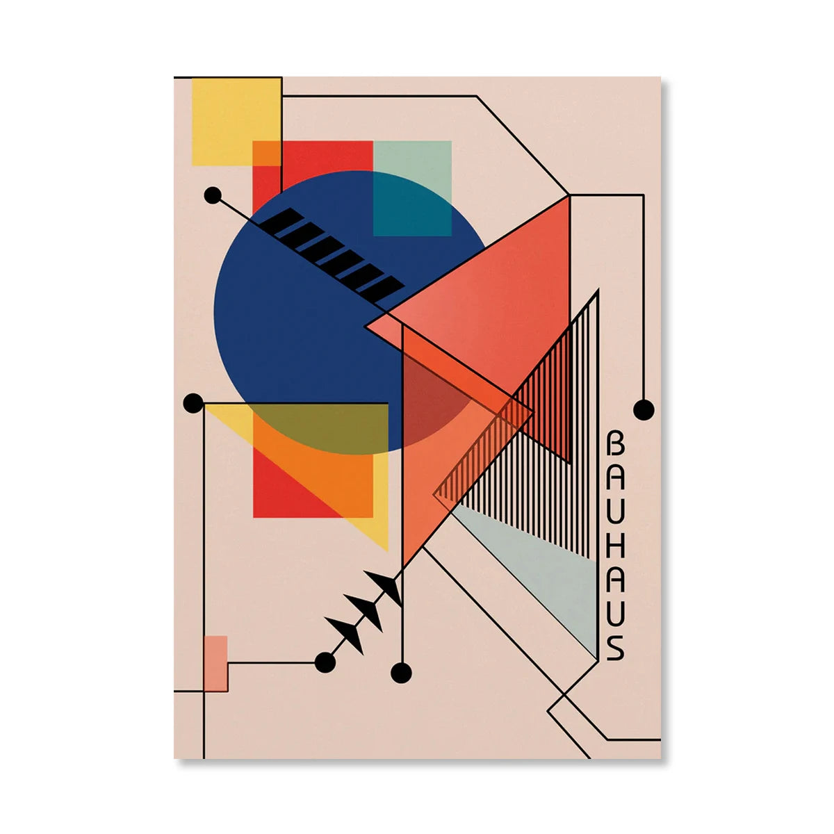 Bauhaus Geometric Sunrise Bicycle Canvas Wall Art