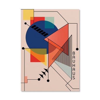 Bauhaus Geometric Sunrise Bicycle Canvas Wall Art