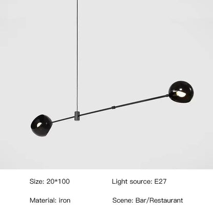 Linear globe chandelier set to warm light with touch on off switch