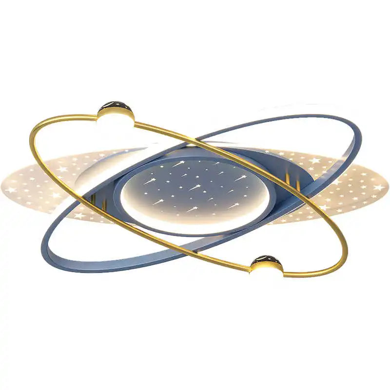 Starry sky chandelier in blue with remote control dimming, surface mounted