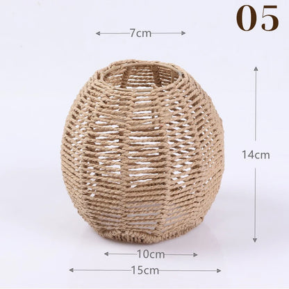 Woven rope chandelier shade fitting over an existing cord pendant
