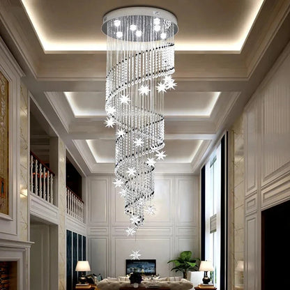 Crystal spiral descending from a cord pendant on a nickel holder