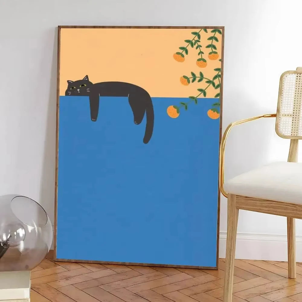 Colorful Cat Interior Canvas Wall Art