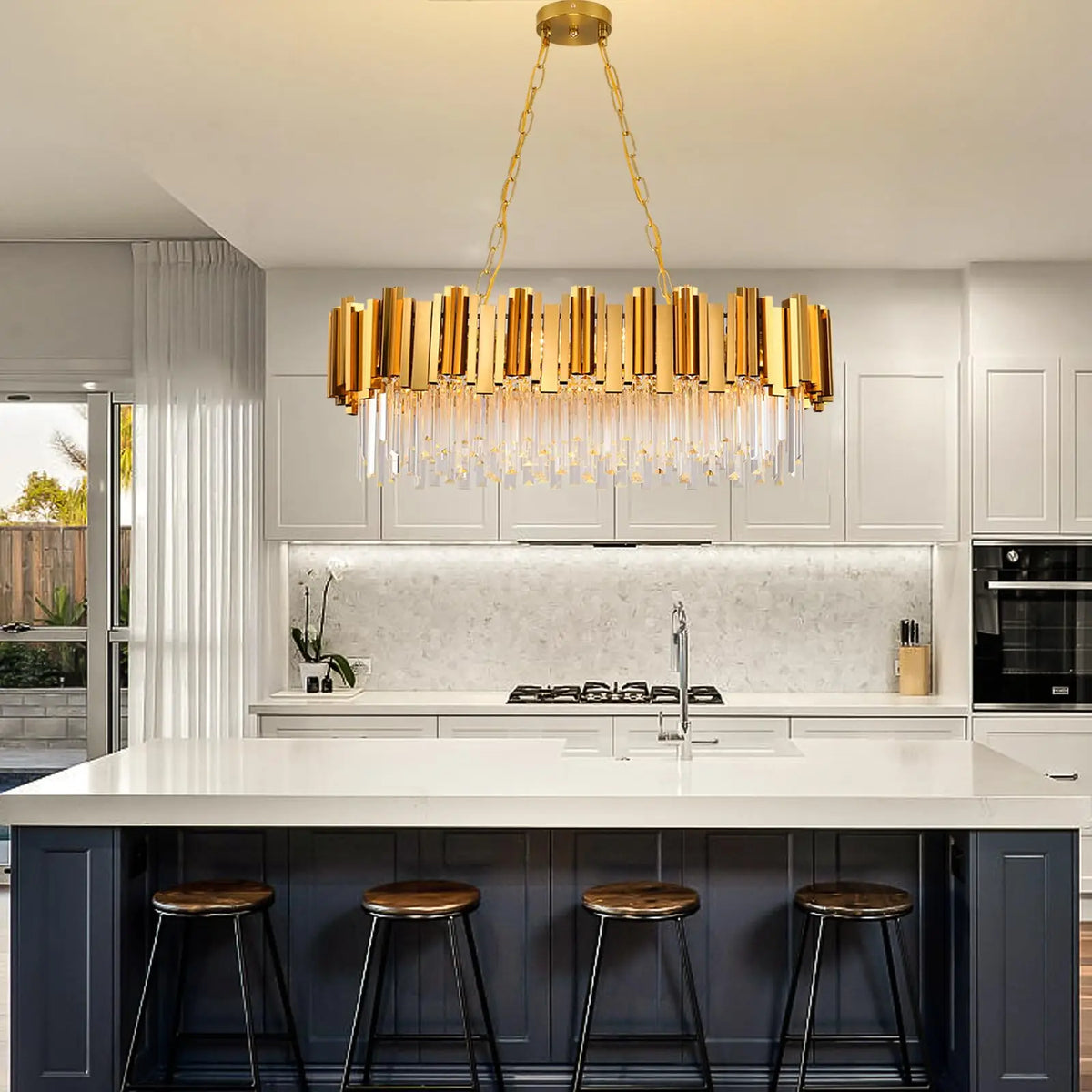 Crystal chandelier throwing light up and down, push button switch, 110 to 240V