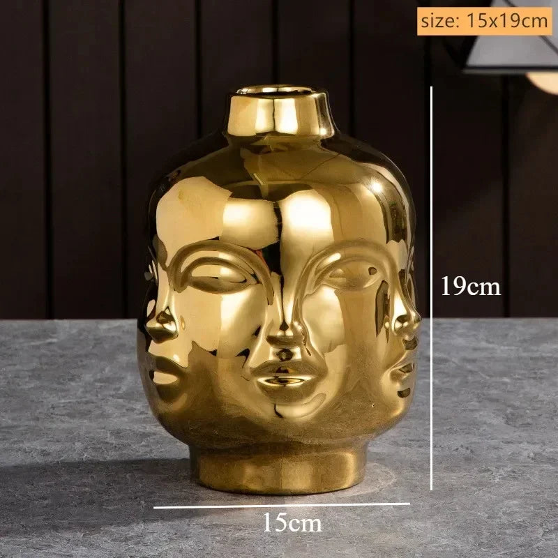 Ceramic Human Face Vase Sculpture Handmade Art | Aurelia