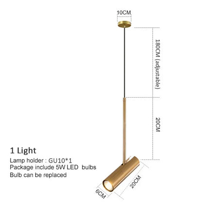 Gold two head spot chandelier casting directional warm light