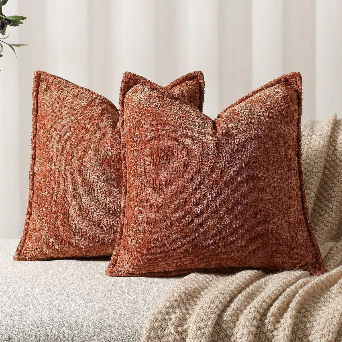 Solid Chenille Throw Pillow Cover