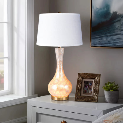 Luxury table lamp warm light mode on living room console