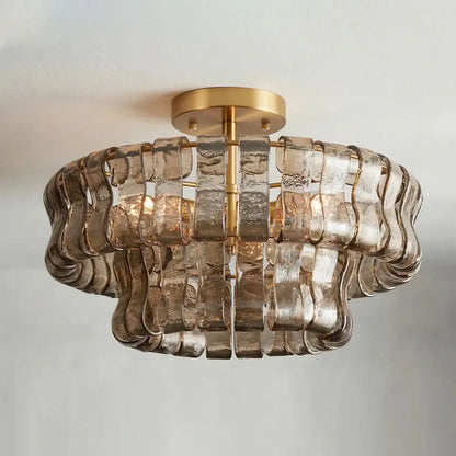 Handcrafted Murano style glass chandelier on a gold iron frame