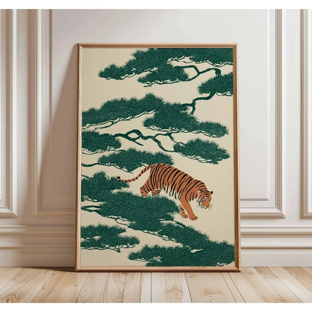 Japanese Botanical Tree Illustration Canvas Wall Art