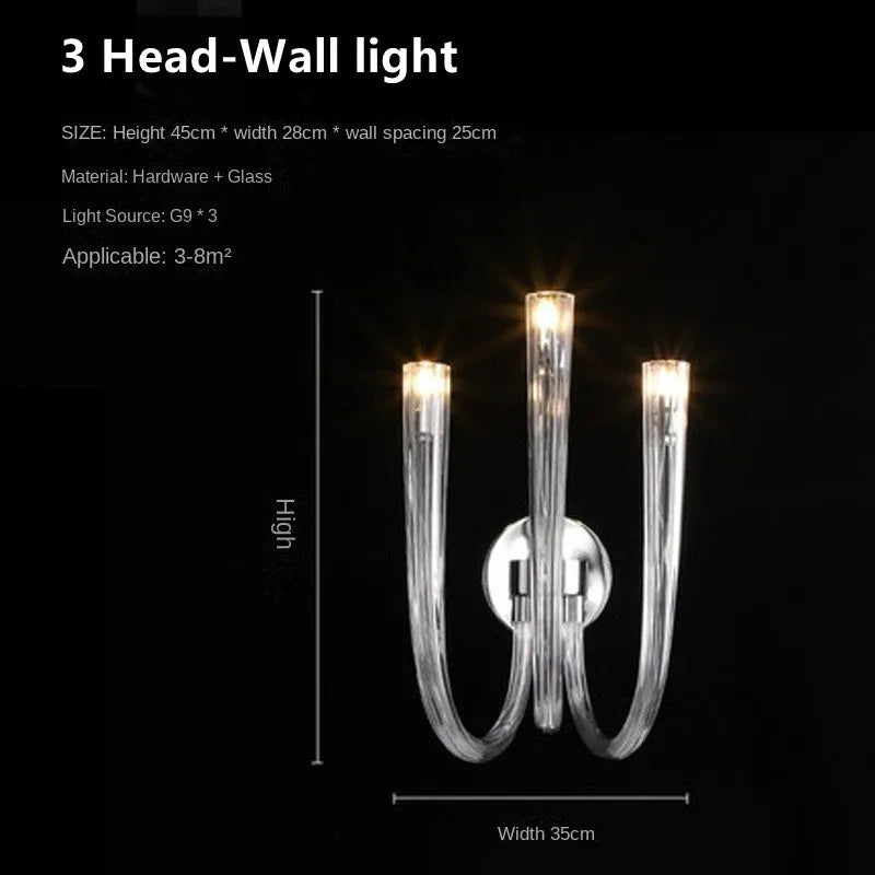 Italian style U shaped glass chandelier on a plated metal frame
