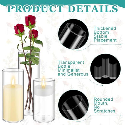 Glass cylinder vase pack with fresh white roses for reception table styling